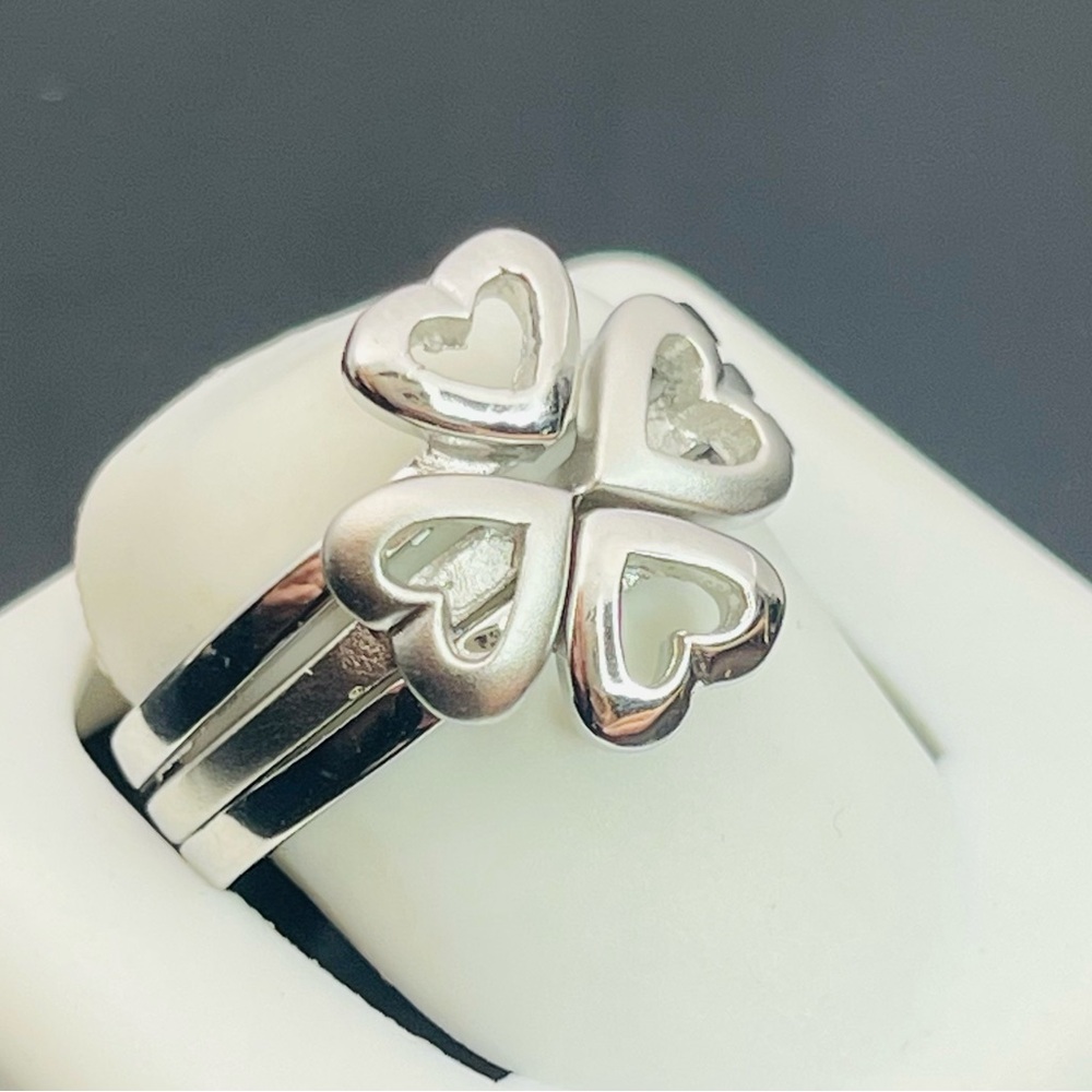 Solid 925 Silver Puzzle Lucky Clover Ring Size 9 - image 2